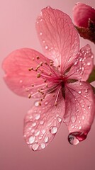 Fototapeta premium Close-up of a pink flower with water droplets