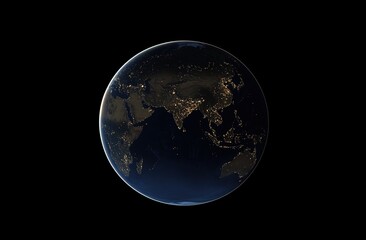 Earth Globe At Night With City Lights