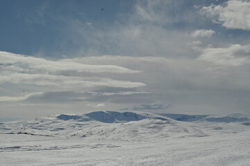snow covered mountains