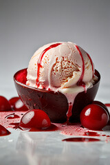 A scoop of creamy cherry ice cream
