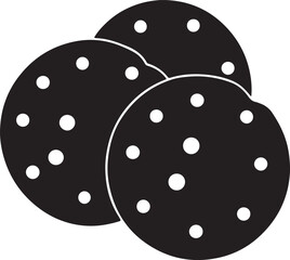 chocolate chip cookie silhouette, black and white silhouette, vector and illustration