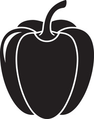 bell pepper silhouette, black and white silhouette, vector and illustration