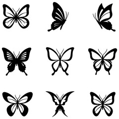 Set of Abstract Illustrated Vector Butterflies in Ethereal Colors