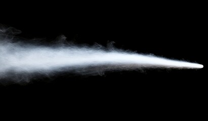 White Spray Mist Stream On Black Background