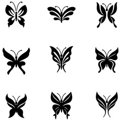 Set of stylish and modern butterflies for elegant vector graphics