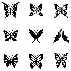 Beautiful blue morpho butterfly vector art in a detailed design set