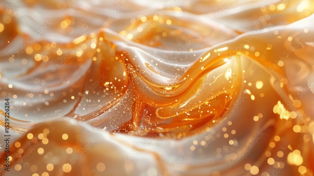 Aufkleber an artistic rendering of golden waves with sparkling elements, representing fluidity and warmth, evo