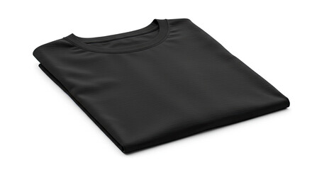 Black fold tshirt black blank folded tshirt isolated on white background