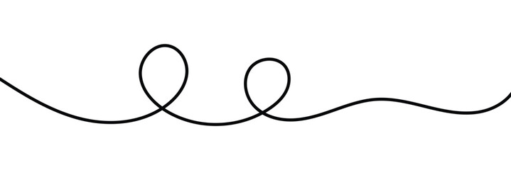 Squiggle line design element. Curved single line. Wavy, waving, line. Seamless pattern of continuous wavy lines. Vector illustration. 