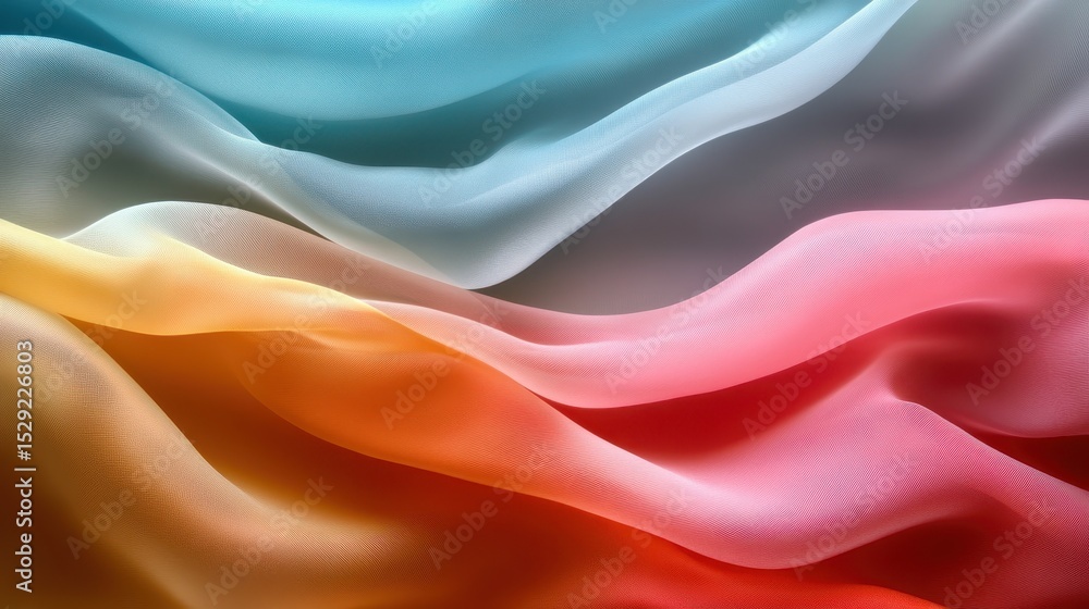 Aufkleber an artful composition of flowing silk, merging vibrant colors that create a visual symphony, represe