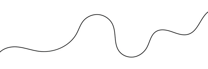 Squiggle line design element. Curved single line. Wavy, waving, line. Seamless pattern of continuous wavy lines. Vector illustration. 