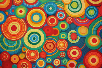 Vivid Pop Art Style Colorful Circles Pattern