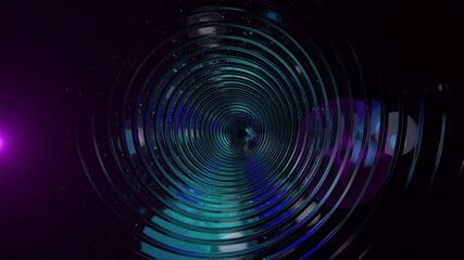 A glowing golden tunnel of neon rings against a backdrop of sparkling cosmic stars creates a futuristic, sci-fi look.
- Powered by Adobe