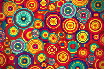 Vivid Pop Art Style Colorful Circles Pattern