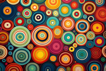 Hypnotic Retro Abstract Circles Vortex Background