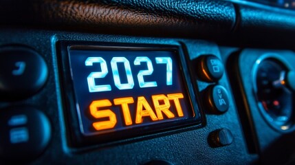 Countdown to 2027 with a Futuristic Digital Display for Vehicle Interior Date and Time Settings