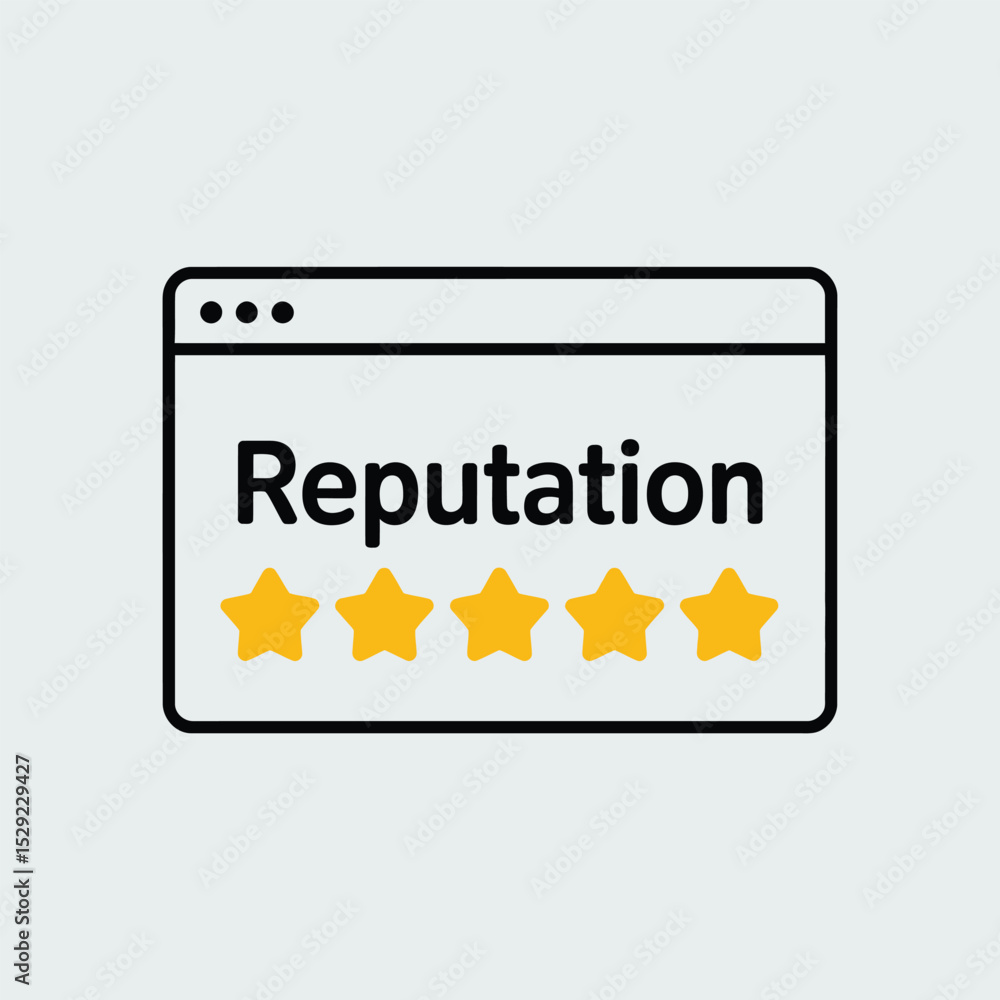 Poster online reputation management five star rating web browser window