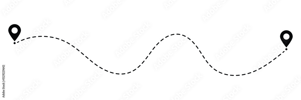 Poster route icon. dot line path route travel banner illustration. two points with dotted path and location
