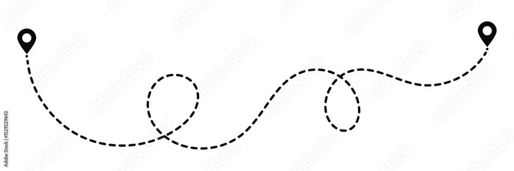 Poster route icon. dot line path route travel banner illustration. two points with dotted path and location