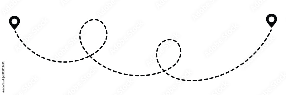Poster route icon. dot line path route travel banner illustration. two points with dotted path and location