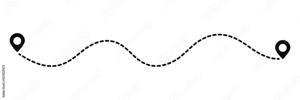 Poster route icon. dot line path route travel banner illustration. two points with dotted path and location