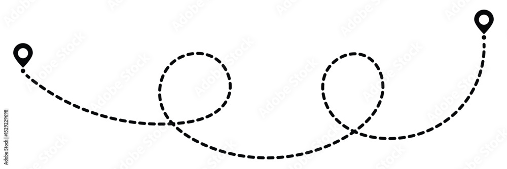 Poster route icon. dot line path route travel banner illustration. two points with dotted path and location