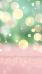 Naklejka premium Tranquil Pastel Landscape with Glittering Bokeh Effect, Evoking Soft Elegance in Nature s Beauty