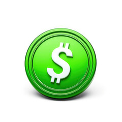 Obraz premium Green Dollar Coin Finance, Money, and Currency Icon