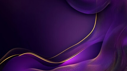 Elegant purple background with luxurious golden line shapes and soft gradient design for premium digital wallpapers, sophisticated branding projects, and stylish graphic design templates