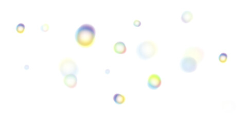Multicolor Shiny Bubbles with Transparent Effect and Rainbow Tint for Airy, Dreamy, or Playful Visual Design
