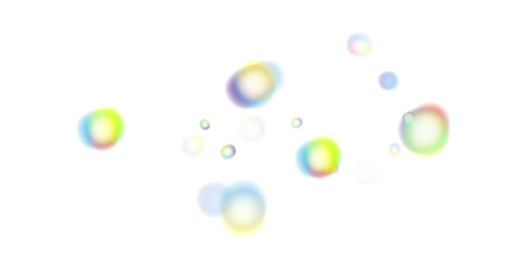 Multicolor Shiny Bubbles with Transparent Effect and Rainbow Tint for Airy, Dreamy, or Playful Visual Design
