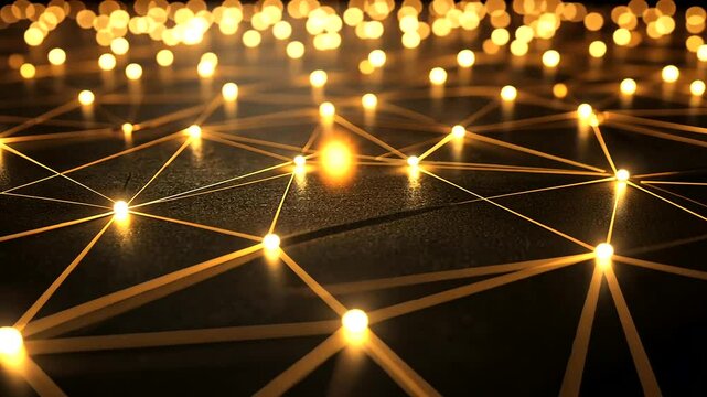 Illuminated Network of Glowing Light Points
