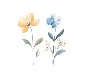 Delicate Watercolor Flowers In Pastel Colors