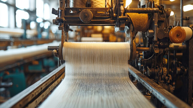 Textile factory weaving, weaving a fabric - Powered by Adobe