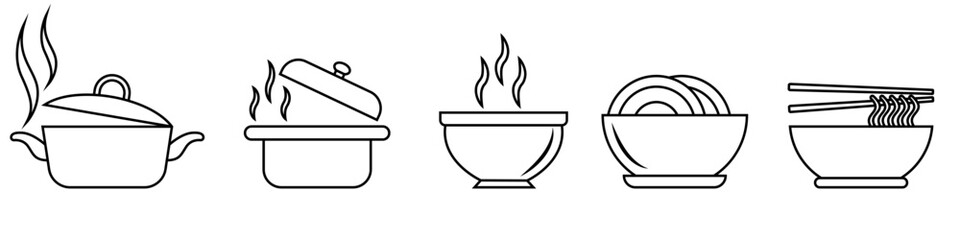 Soup icon vector set. Brothn illustration sign collection. Bisque symbol. bouillon Logo. Bisk web icons.