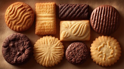 Assorted cookies neatly arranged, a cozy and inviting display of homemade treats
