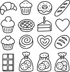 16 Delicious Bakery and Pastry Icons - Free Vector Set for Cakes, Bread, Muffins, Donuts, and More | Perfect for Food Blogs & Designs. Vector Illustration EPS 10