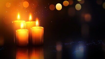 Candles flickering in warm light