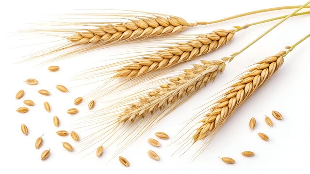 wheat ears on white background