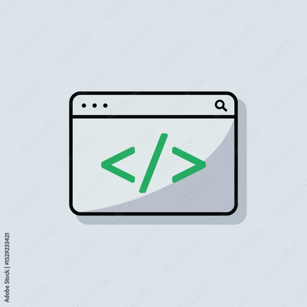 Poster web development coding browser window icon illustration