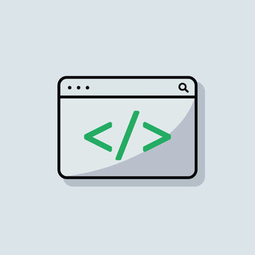 Web development coding browser window icon illustration