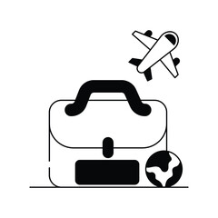 Suitcase glyph icon with white background vector stock illustration
