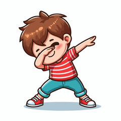 Cute cool boy dabbing pose cartoon vector