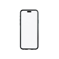 Blank Smartphone Screen in Black Case Isolated on White Background for Mockup and Design Purposes