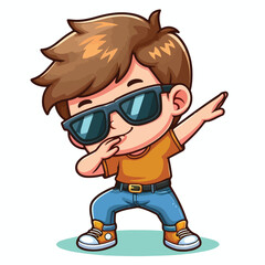Cute cool boy dabbing pose cartoon vector
