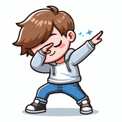 Cute cool boy dabbing pose cartoon vector
