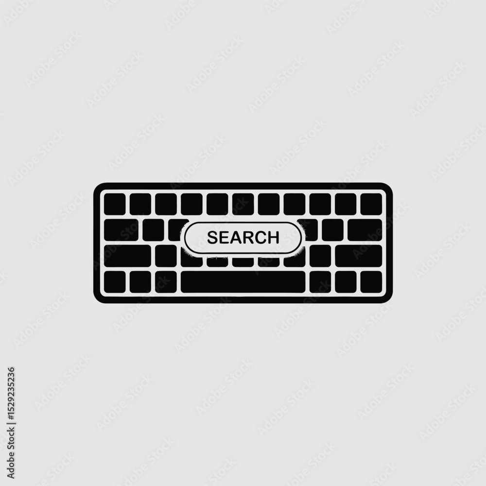 Poster simple black keyboard icon with search button for website and app design