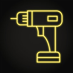Drill tool neon line icon