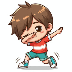 Obraz premium Cute cool boy dabbing pose cartoon vector