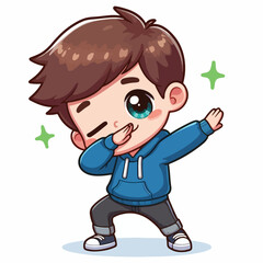 Cute cool boy dabbing pose cartoon vector